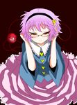  bespectacled eyes glasses hairband han_(jackpot) heart highres komeiji_satori monocle pink_hair purple_eyes solo touhou 