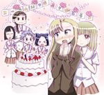  &gt;_&lt; bad_id bad_pixiv_id blush brother_tomita bundou_seika cake closed_eyes food fukabori_sumiyo fukuji_mihoko ikeda_kana kazekoshi_school_uniform kubo_takako multiple_girls pastry saki school_uniform yoshitome_miharu 