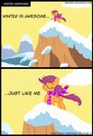  clouds comic equine female feral friendship_is_magic fur grown_up mammal my_little_pony orange_fur pegasus scarf scootaloo_(mlp) solo veggie55 wings winter yellow 