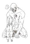  1girl ? bad_id bad_pixiv_id child flower gas_mask goggles height_difference monster muscle oikawa_uso original sketch 