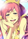  :d blue_eyes blush breasts cleavage hand_on_own_cheek large_breasts long_hair morphine_(sugar) one_piece open_mouth pink_hair shirahoshi smile solo teeth 