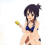  akiyama_mio bikini black_bikini black_eyes black_hair highres k-on! long_hair official_art qplus simple_background solo swimsuit 