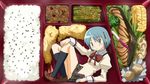  ben-tou blue_eyes blue_hair fish food g3pen hair_ornament hairclip mahou_shoujo_madoka_magica miki_sayaka obentou omelet parody rice school_uniform short_hair shrimp shrimp_tempura solo tamagoyaki tempura 