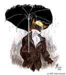 andr&#233;_heinonen andr&eacute;_heinonen canine cigarette eyewear fox glasses male mammal raining solo umbrella 
