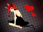  :3 alternate_costume animal_ears backless_dress backless_outfit bad_id bad_pixiv_id bangs bare_back barefoot blunt_bangs braid cat_ears cat_tail dress extra_ears feet fingernails halterneck heart kaenbyou_rin long_fingernails long_hair looking_back multiple_tails red_eyes red_hair sitting solo tail touhou twin_braids viridiflora wariza 