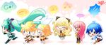  &gt;_&lt; ... 2boys 4girls :3 aqua_hair bad_id bad_pixiv_id blonde_hair blue_hair chibi chopin closed_eyes fang hair_ribbon hatsune_miku kagamine_len kagamine_rin kaito long_hair megurine_luka multiple_boys multiple_girls ribbon seeu short_hair smile thighhighs twintails very_long_hair vocaloid 