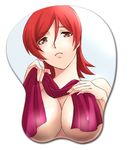  blush breast_mousepad breasts fate/zero fate_(series) huge_breasts jujuto mousepad red_eyes red_hair sola-ui_nuada-re_sophia-ri solo towel 