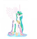  alicorn equine female feral friendship_is_magic groovebird hair horn horse long_hair mammal multi-colored_hair my_little_pony pegacorn plain_background pony princess princess_celestia_(mlp) royalty solo tail wet wet_hair winged_unicorn wings 