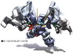  chibi claws floating foreshortening gundam gundam_unicorn mecha no_humans outstretched_arm shadow simple_background solo text_focus zb 