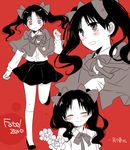  bad_id bad_pixiv_id black_hair blush bow capelet casual child closed_eyes compass copyright_name fate/zero fate_(series) flower hair_ribbon long_hair monochrome ribbon skirt smile solo tears toosaka_rin twintails younger yuuki_(moon_child) 