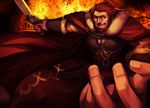  armor beard cape facial_hair fate/zero fate_(series) highres hitoto male_focus manly perspective red_eyes red_hair rider_(fate/zero) solo sword weapon 