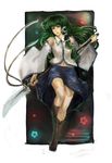  bad_deviantart_id bad_id boots cross-laced_footwear gohei green_eyes green_hair kochiya_sanae legs long_hair navel sheryth skirt snake solo star touhou walking wide_sleeves 