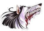  blood canine fangs fur gantzcraziness hair mammal plain_background teeth white white_background white_backgrounds white_fur wolf 