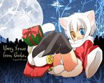  animal_ears blush cat_ears cat_tail christmas heterochromia kamiyoshi smile tail thoto trap white_hair 