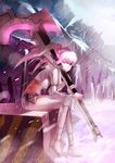  bad_id bad_pixiv_id black_rock_shooter black_rock_shooter_(game) boots crop_top fs-project long_hair midriff navel purple_eyes scythe shorts sitting solo thighhighs twintails weapon white_hair white_rock_shooter 