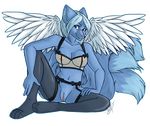  alpha_channel blue_fur breasts canine female lingerie looking_at_viewer plain_background pussy red_eyes skimpy solo tatious transparent_background wings 