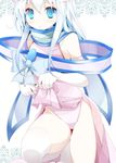  bad_id bad_pixiv_id blue_eyes blush bow dress dress_lift elbow_gloves gloves highres oouso original panties pink_dress pink_panties scarf shy side_slit silver_hair sleeveless sleeveless_dress solo thighhighs thighs underwear white_gloves white_hair white_panties 