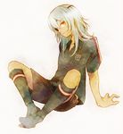  bad_id bad_pixiv_id dark_skin dark_skinned_male eyepatch hiruri inazuma_eleven inazuma_eleven_(series) long_hair male_focus red_eyes sakuma_jirou sitting smile soccer_uniform socks solo sportswear white_hair 