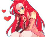  aqua_eyes chin_rest gloves headband heart long_hair male_focus mari_(mtc111) pants red_hair smile solo tales_of_(series) tales_of_symphonia zelos_wilder 