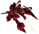  char's_counterattack energy_gun energy_sword gun gundam highres mecha ningen_plamo no_humans sazabi science_fiction shield simple_background solo sword weapon 