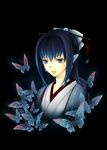  bad_id bad_pixiv_id blue_eyes blue_hair bug butterfly headdress insect japanese_clothes kangetsu_(fhalei) kimono long_hair original solo 