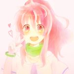  arche_klein bracelet gloves harucabet heart jewelry long_hair pink_eyes pink_hair scarf smile solo tales_of_(series) tales_of_phantasia v wide_ponytail 