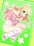  ahoge bad_id bad_pixiv_id belly_chain blonde_hair bottomless green_eyes high_heels hoshii_miki idolmaster idolmaster_(classic) jacket jewelry long_hair mery-chan nude pink_diamond_765 shoes smile solo 