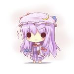  :3 blush book chibi crescent gaius_(nikoniko2) hat patchouli_knowledge purple_hair simple_background solid_circle_eyes solo touhou v-shaped_eyebrows 