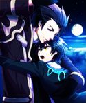  :o alvin_(tales) bad_id bad_pixiv_id black_gloves black_hair brown_eyes coat full_moon gloves jude_mathis male_focus moon multiple_boys night open_mouth tales_of_(series) tales_of_xillia te_ru_ya yellow_eyes 