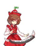  alphes_(style) bad_id bad_pixiv_id brown_hair hat instrument kaoru_(gensou_yuugen-an) keyboard_(instrument) lyrica_prismriver open_mouth parody rararatolololo shooting_star short_hair smile solo style_parody touhou transparent_background 