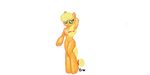  anthrofied applejack_(mlp) blonde_hair breasts equine female friendship_is_magic fur green_eyes hair hair_band hannahugs horse looking_at_viewer mammal my_little_pony orange_fur plain_background pony white_background 