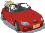  brown_hair car convertible driving green_eyes ground_vehicle half_updo long_hair minamino_kanade motor_vehicle precure suite_precure suzuki_(company) suzuki_cappuccino umanosuke 