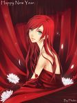  bad_id bad_pixiv_id blue_eyes curtains flower highres kangetsu_(fhalei) lily_pad long_hair original petals red_hair solo vampire 