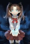  bad_id bad_pixiv_id black_legwear blue_eyes bow bowtie brown_hair child crystal fate/stay_night fate/zero fate_(series) hair_ribbon ribbon seeker solo thighhighs toosaka_rin twintails type-moon younger zettai_ryouiki 