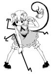  animal_ears basket bloomers dowsing_rod dress greyscale kannazuki_hato monochrome mouse_ears nazrin pose rat rat_tail simple_background solo tail touhou underwear 