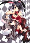  absurdres animal_ears breasts bunny_ears bunnysuit cleavage fishnet_pantyhose fishnets gotou_nao high_heels highres koiiro_soramoyou medium_breasts mole mounai_kiyomi multiple_girls pantyhose shoes utsumi_shizuna wrist_cuffs 