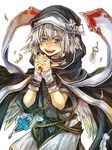  bad_id bad_pixiv_id collar copyright_request cross feathers fujiwara_akina grey_eyes hood rope solo white_background white_hair wings 