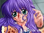  1girl aqua_eyes blood blood_on_face bloody_clothes bloody_hands game_cg haruka_mima lowres moon moon. nexton purple_hair solo spoilers 