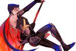  alternate_costume bare_shoulders blue_hair earrings fate/stay_night fate_(series) gae_bolg jewelry lancer long_hair male_focus polearm ponytail red_eyes rei_(sanbonzakura) solo spear weapon 