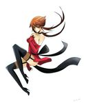  bare_shoulders boots breasts brown_hair genderswap high_heel_boots high_heels highres plurk thighhighs yu-gi-oh! yuki_judai yuu-gi-ou_gx yuuki_juudai 