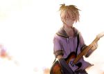  blonde_hair closed_eyes detached_sleeves electric_guitar guitar instrument kagamine_len male_focus modoromi sailor_collar solo vocaloid 