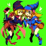  blush dark_magician_girl duel_monster gagaga_girl simple_background smile staff weapon wink yu-gi-oh! yuu-gi-ou_duel_monsters 