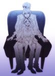  2boys bad_id bad_pixiv_id child fate/stay_night fate/zero fate_(series) gilgamesh hair_ribbon kotomine_kirei looking_up multiple_boys muted_color ribbon short_hair sitting sitting_on_lap sitting_on_person toosaka_rin tsubakiya twintails younger 