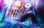  alternate_costume baocaiwangfei barefoot closed_eyes feathers flower guilty_crown highres navel pink_hair solo stained_glass water yuzuriha_inori 