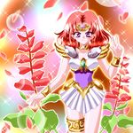  angel_salvia brooch circlet flower jewelry leg_garter magical_girl purple_eyes red_hair salvia scarlet_ohara short_hair skirt smile solo sparkle v wedding_peach wrist_cuffs yukinyan 