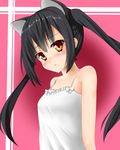  animal_ears black_hair cat_ears colorized k-on! long_hair nakano_azusa nurie red_eyes solo twintails 