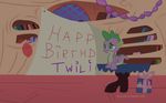  balloon birthday_party book depressed diegotan dragon friendship_is_magic gift library male my_little_pony sad slit_pupils solo spike spike_(mlp) tail 