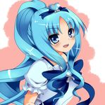  alternate_hairstyle blue_eyes blue_hair choker cure_marine dress heart heartcatch_precure! highres jewelry kaniya_shiku kurumi_erika long_hair magical_girl open_mouth pink_background ponytail precure ribbon smile solo wrist_cuffs 