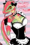  &hearts; argonian bow breasts cleavage clothed clothing female forked_tongue green green_body lifts-her-tail lusty_argonian_maid maid maid_outfit maid_uniform mannequin-sexual oekaki orange_eyes red red_body scalie slit_pupils solo tail teeth the_elder_scrolls tongue tongue_out uniform unknown_artist video_games 