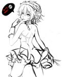  ass back bare_shoulders braid dress english from_behind greyscale izayoi_sakuya koumajou_densetsu kudakitsune_(kaien_kun) maid_headdress monochrome short_hair single_braid skirt solo speech_bubble strapless strapless_dress touhou vambraces 